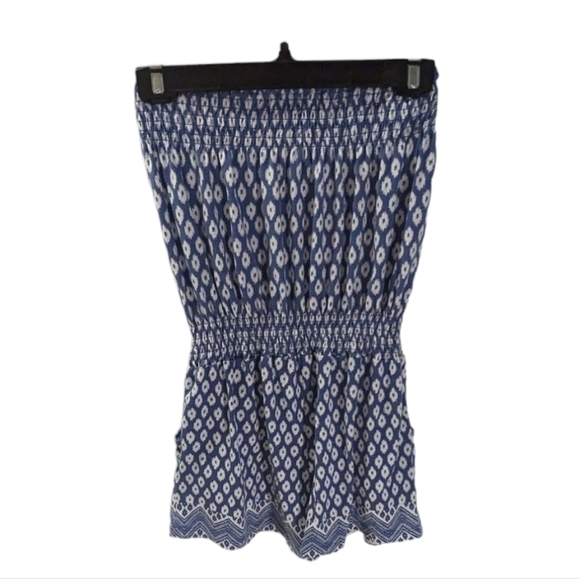 My style size small.  Strapless romper light weight blue  and white.gently worn. - Picture 2 of 5